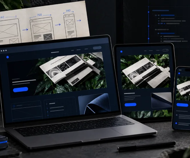 Deployed product shown on laptop and tablet